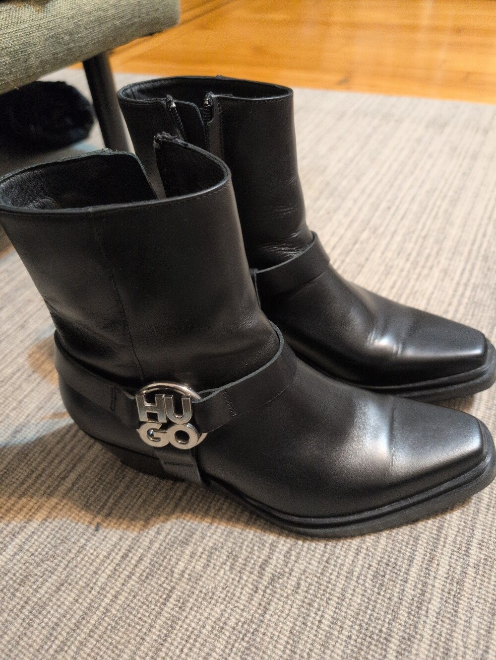 HUGO Hugo Boss leather Moto Boots-7.5/38